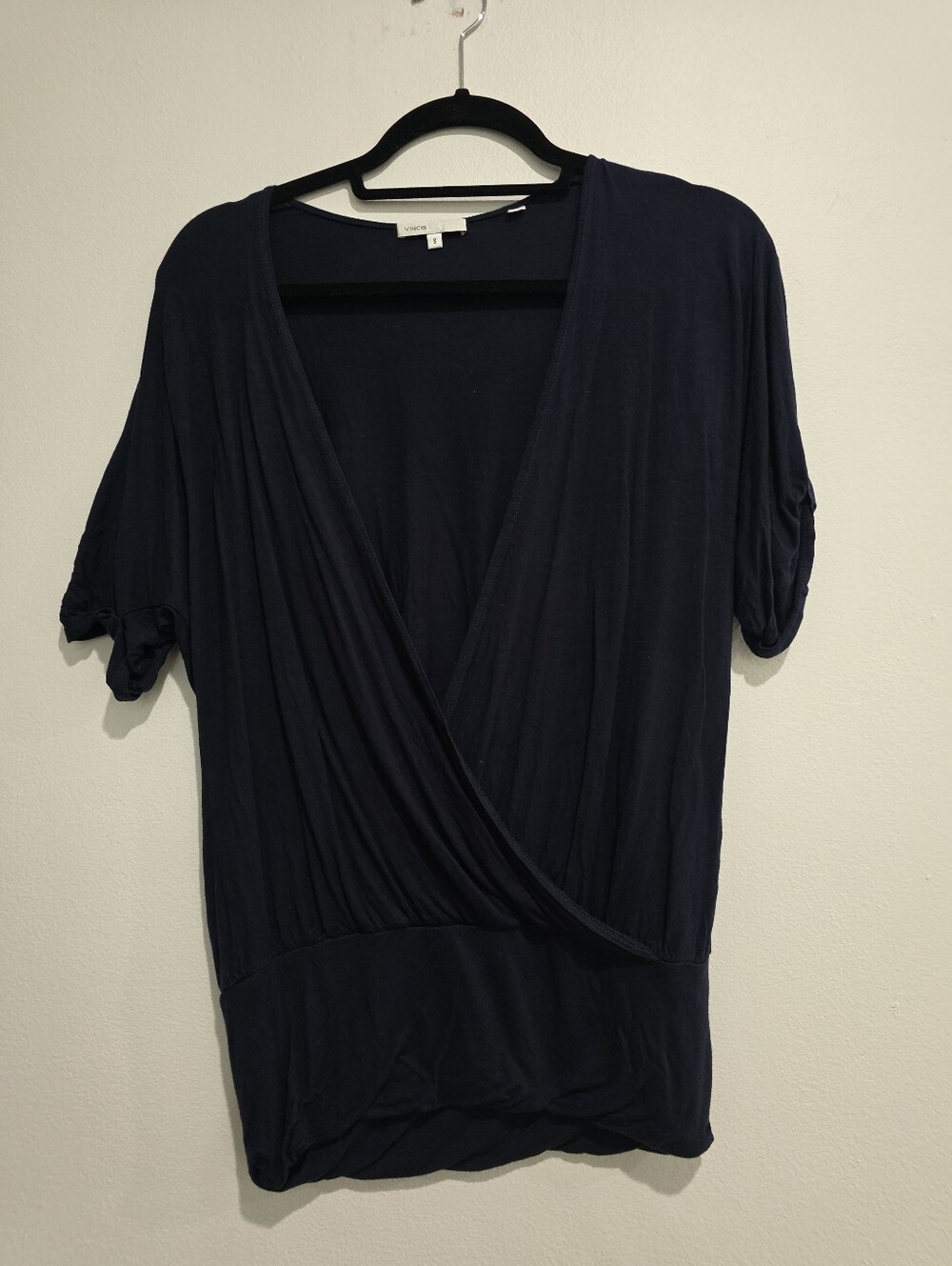 Vince Navy Blue Wrap Front Silk/Viscose Blouse Top - Size S​